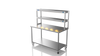 Nordstar Mobile Centre Table Bench With 2 Tier Heated Gantry Chefs Pass 1500mm | DTCMCB1500 Stainless Steel Tables with Overshelf Nordstar