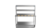 Nordstar Mobile Centre Table Bench With 2 Tier Heated Gantry Chefs Pass 1500mm | DTCMCB1500 Stainless Steel Tables with Overshelf Nordstar
