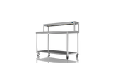 Nordstar Mobile Centre Table Bench With Heated Gantry Chefs Pass 1500mm | STCMCB1500 Stainless Steel Tables with Overshelf Nordstar