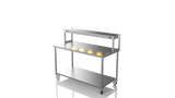 Nordstar Mobile Centre Table Bench With Heated Gantry Chefs Pass 1500mm | STCMCB1500 Stainless Steel Tables with Overshelf Nordstar