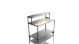 Nordstar Mobile Centre Table Bench With Heated Gantry Chefs Pass 1500mm | STCMCB1500 Stainless Steel Tables with Overshelf Nordstar