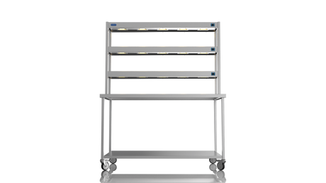 Nordstar Mobile Centre Table Bench With 3 Tier Heated Gantry Chefs Pass 1500mm | TTCMCB1500 Stainless Steel Tables with Overshelf Nordstar