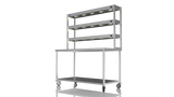 Nordstar Mobile Centre Table Bench With 3 Tier Heated Gantry Chefs Pass 1500mm | TTCMCB1500 Stainless Steel Tables with Overshelf Nordstar