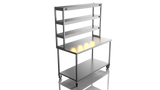 Nordstar Mobile Centre Table Bench With 3 Tier Heated Gantry Chefs Pass 1500mm | TTCMCB1500 Stainless Steel Tables with Overshelf Nordstar
