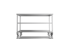 Nordstar Mobile Centre Table Bench with 2 Undershelves 1500mm Wide | NSMCB1500MS Stainless Steel Tables with Castors Nordstar