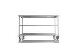 Nordstar Mobile Centre Table Bench with 2 Undershelves 1500mm Wide | NSMCB1500MS Stainless Steel Tables with Castors Nordstar