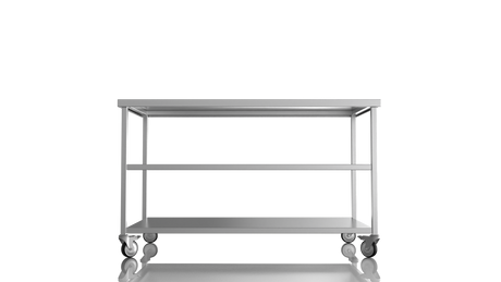 Nordstar Mobile Centre Table Bench with 2 Undershelves 1500mm Wide | NSMCB1500MS Stainless Steel Tables with Castors Nordstar