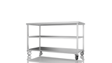 Nordstar Mobile Centre Table Bench with 2 Undershelves 1500mm Wide | NSMCB1500MS Stainless Steel Tables with Castors Nordstar