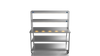 Nordstar Mobile Centre Table Bench With 2 Tier Heated Gantry Chefs Pass 1500mm | DTCMCB1500MS Stainless Steel Tables with Overshelf Nordstar