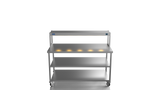 Nordstar Mobile Centre Table Bench With Heated Gantry Chefs Pass 1500mm | STCMCB1500MS Stainless Steel Tables with Overshelf Nordstar