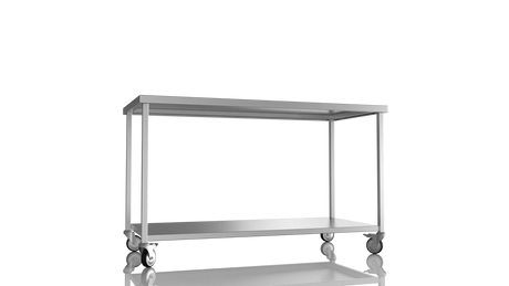 Nordstar Mobile Centre Table Bench With Undershelf 1500mm Wide | NSMCB1500 Stainless Steel Tables with Castors Nordstar