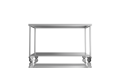 Nordstar Mobile Centre Table Bench With Undershelf 1500mm Wide | NSMCB1500 Stainless Steel Tables with Castors Nordstar