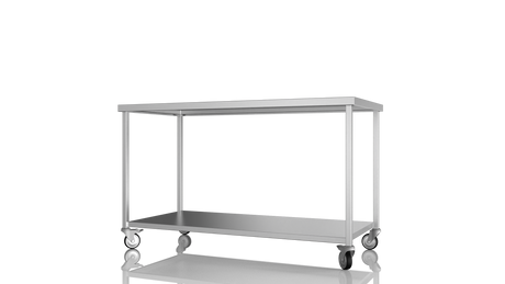 Nordstar Mobile Centre Table Bench With Undershelf 1500mm Wide | NSMCB1500 Stainless Steel Tables with Castors Nordstar