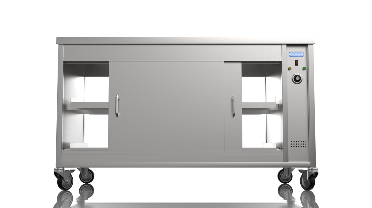 Nordstar Mobile Pass Through Hot Cupboard Flat Top Servery 1500mm | HC1500P Hot Cupboards Nordstar