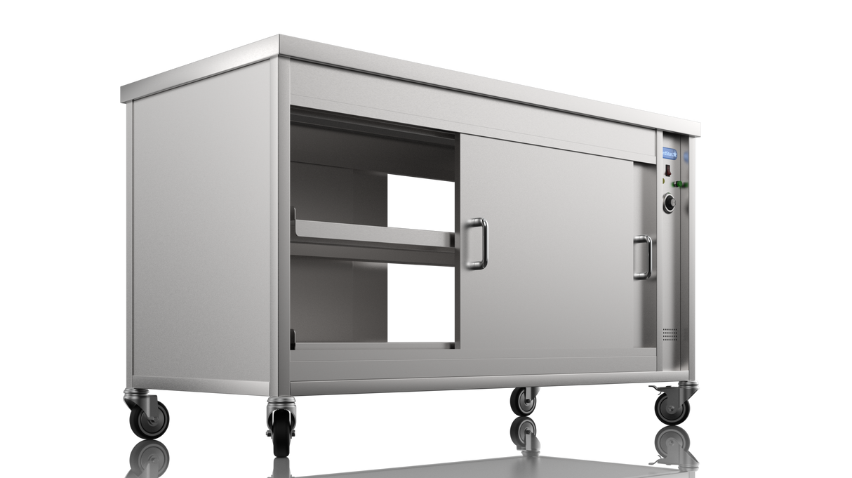 Nordstar Mobile Pass Through Hot Cupboard Flat Top Servery 1500mm | HC1500P Hot Cupboards Nordstar