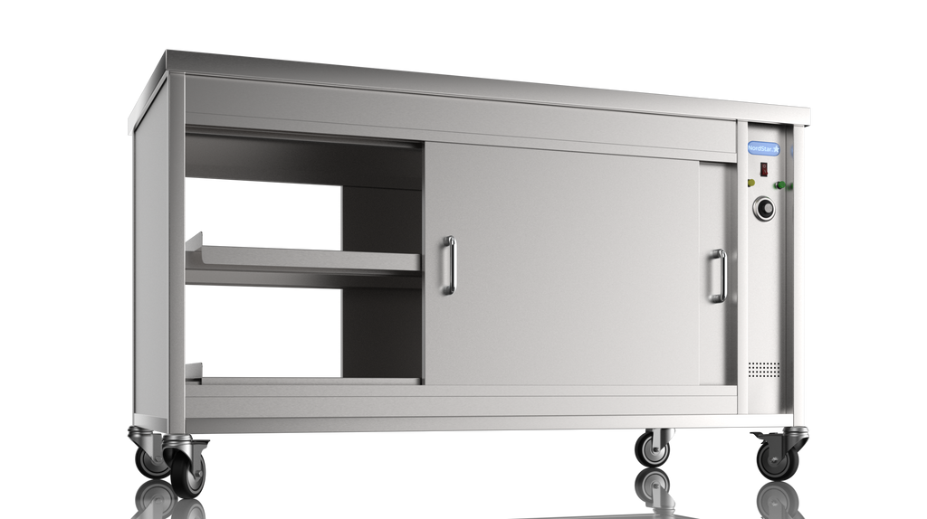 Nordstar Mobile Pass Through Hot Cupboard Flat Top Servery 1500mm | HC1500P Hot Cupboards Nordstar