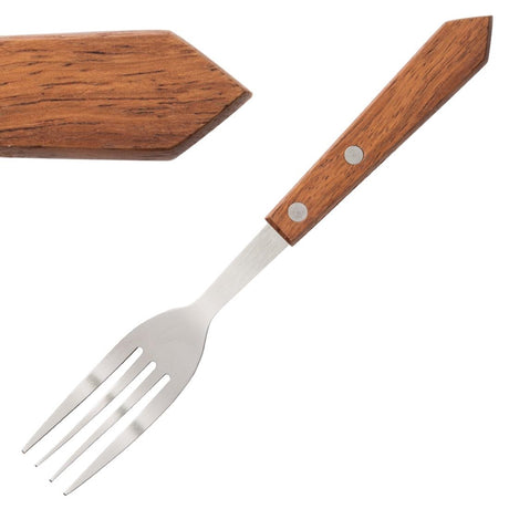 Olympia Steak Forks Wooden Handle (Pack of 12) - C137  Olympia   
