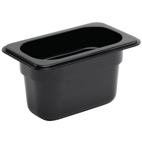 Vogue Polycarbonate 1/9 Gastronorm Container 100mm Black - U473  Vogue   