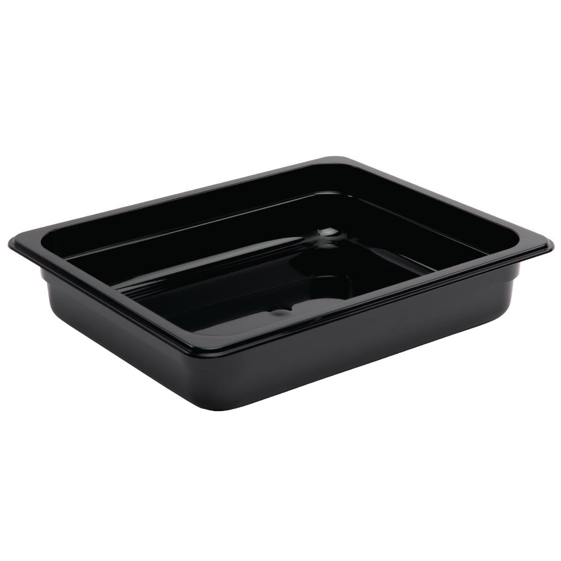 Vogue Polycarbonate 1/2 Gastronorm Container 65mm Black - U458  Vogue   