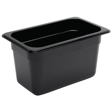 Vogue Polycarbonate 1/4 Gastronorm Container 150mm Black - U468  Vogue   