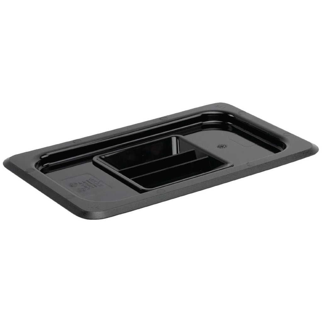 Vogue Polycarbonate 1/4 Gastronorm Lid Black - U477  Vogue   