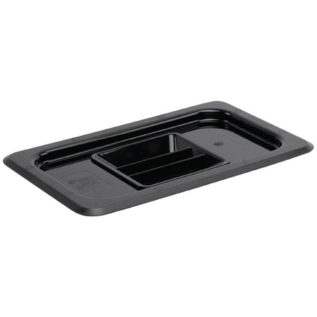 Vogue Polycarbonate 1/4 Gastronorm Lid Black - U477  Vogue   