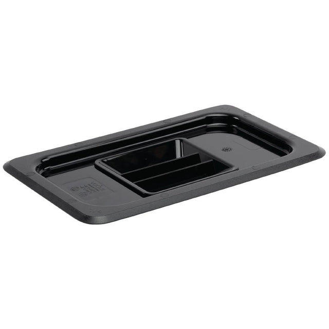 Vogue Polycarbonate 1/4 Gastronorm Lid Black - U477  Vogue   