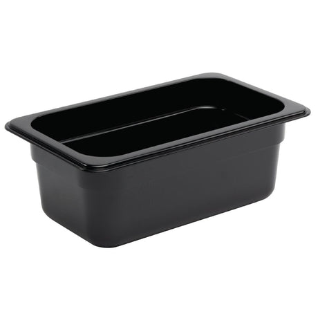 Vogue Polycarbonate 1/4 Gastronorm Container 100mm Black - U467  Vogue   