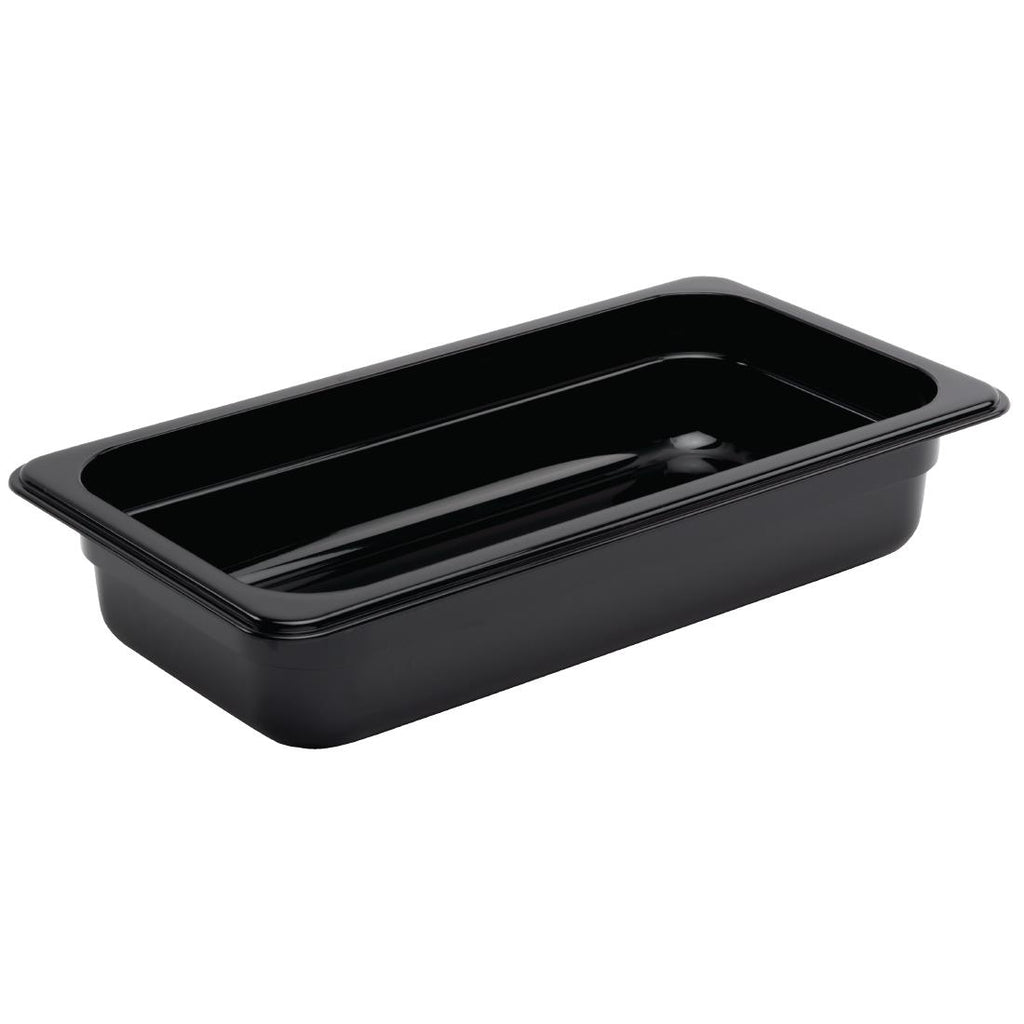 Vogue Polycarbonate 1/3 Gastronorm Container 65mm Black - U462  Vogue   