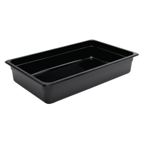 Vogue Polycarbonate 1/1 Gastronorm Container 100mm Black - U455  Vogue   