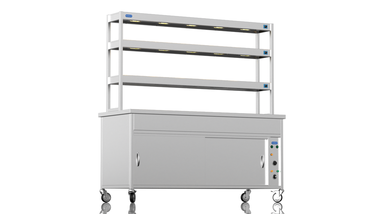 Nordstar NordStar Hot Cupboard Bain Marie 3 x 1/1GN With 3 Tier Heated Gantry | TTCBM1800 Hot Cupboards Nordstar