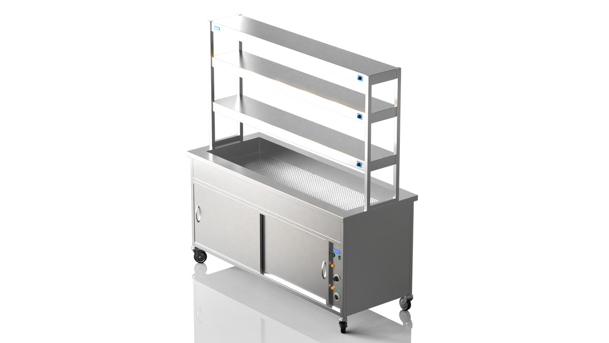 Nordstar NordStar Hot Cupboard Bain Marie 3 x 1/1GN With 3 Tier Heated Gantry | TTCBM1800 Hot Cupboards Nordstar