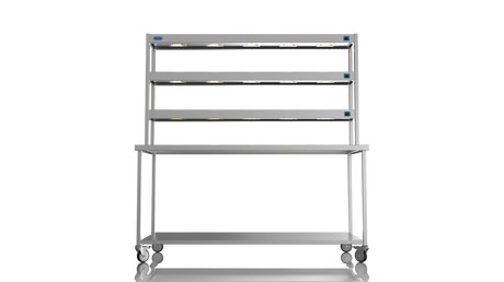 Nordstar Mobile Centre Table Bench With 3 Tier Heated Gantry Chefs Pass 1800mm | TTCMCB1800 Stainless Steel Tables with Overshelf Nordstar