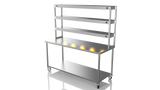 Nordstar Mobile Centre Table Bench With 3 Tier Heated Gantry Chefs Pass 1800mm | TTCMCB1800 Stainless Steel Tables with Overshelf Nordstar