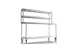 Nordstar Mobile Centre Table Bench With 2 Tier Heated Gantry Chefs Pass 1800mm | DTCMCB1800 Stainless Steel Tables with Overshelf Nordstar