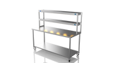 Nordstar Mobile Centre Table Bench With 2 Tier Heated Gantry Chefs Pass 1800mm | DTCMCB1800 Stainless Steel Tables with Overshelf Nordstar