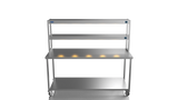Nordstar Mobile Centre Table Bench With 2 Tier Heated Gantry Chefs Pass 1800mm | DTCMCB1800 Stainless Steel Tables with Overshelf Nordstar