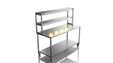 Nordstar Mobile Centre Table Bench With 2 Tier Heated Gantry Chefs Pass 1800mm | DTCMCB1800 Stainless Steel Tables with Overshelf Nordstar
