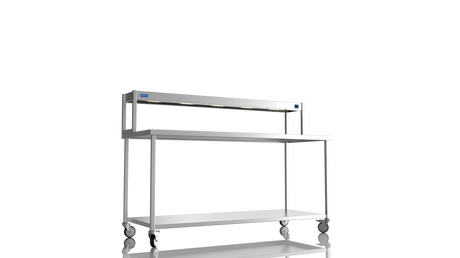 Nordstar Mobile Centre Table Bench With Heated Gantry Chefs Pass 1800mm | STCMCB1800 Stainless Steel Tables with Overshelf Nordstar
