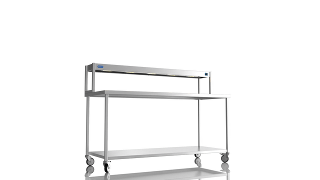 Nordstar Mobile Centre Table Bench With Heated Gantry Chefs Pass 1800mm | STCMCB1800 Stainless Steel Tables with Overshelf Nordstar