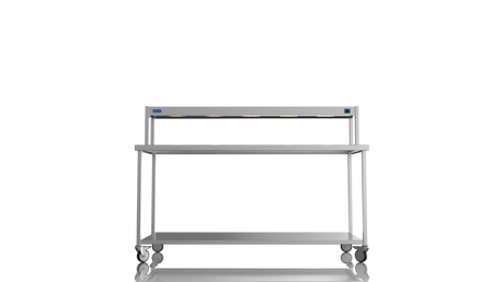 Nordstar Mobile Centre Table Bench With Heated Gantry Chefs Pass 1800mm | STCMCB1800 Stainless Steel Tables with Overshelf Nordstar