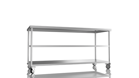 Nordstar Mobile Centre Table Bench with 2 Undershelves 1800mm Wide | NSMCB1800MS Stainless Steel Tables with Castors Nordstar