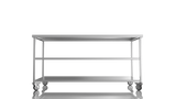 Nordstar Mobile Centre Table Bench with 2 Undershelves 1800mm Wide | NSMCB1800MS Stainless Steel Tables with Castors Nordstar