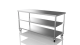 Nordstar Mobile Centre Table Bench with 2 Undershelves 1800mm Wide | NSMCB1800MS Stainless Steel Tables with Castors Nordstar