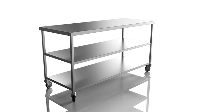 Nordstar Mobile Centre Table Bench with 2 Undershelves 1800mm Wide | NSMCB1800MS Stainless Steel Tables with Castors Nordstar
