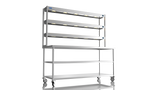 Nordstar Mobile Centre Table Bench With 3 Tier Heated Gantry Chefs Pass 1800mm | TTCMCB1800MS Stainless Steel Tables with Overshelf Nordstar