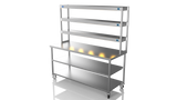 Nordstar Mobile Centre Table Bench With 3 Tier Heated Gantry Chefs Pass 1800mm | TTCMCB1800MS Stainless Steel Tables with Overshelf Nordstar