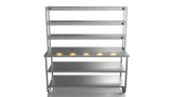 Nordstar Mobile Centre Table Bench With 3 Tier Heated Gantry Chefs Pass 1800mm | TTCMCB1800MS Stainless Steel Tables with Overshelf Nordstar