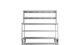 Nordstar Mobile Centre Table Bench With 2 Tier Heated Gantry Chefs Pass 1800mm | DTCMCB1800MS Stainless Steel Tables with Overshelf Nordstar
