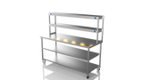 Nordstar Mobile Centre Table Bench With 2 Tier Heated Gantry Chefs Pass 1800mm | DTCMCB1800MS Stainless Steel Tables with Overshelf Nordstar